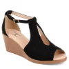 Journee Collection Womens Kedzie Wedge Sandal - Black -ShoeSphere Store US 01 102265 00