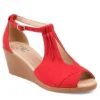 Journee Collection Womens Kedzie Wedge Sandal - Red -ShoeSphere Store US 01 102268 00